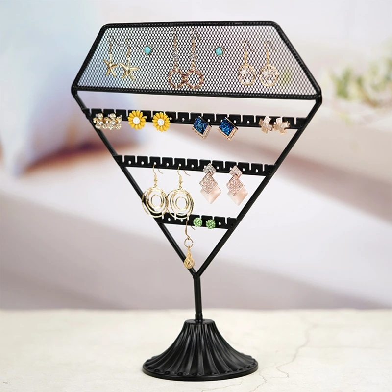 New Diamond Earrings Display Stand Jewelry Display Props Grid Rack Night Market Stall Net Red Live Broadcast Stand for Show