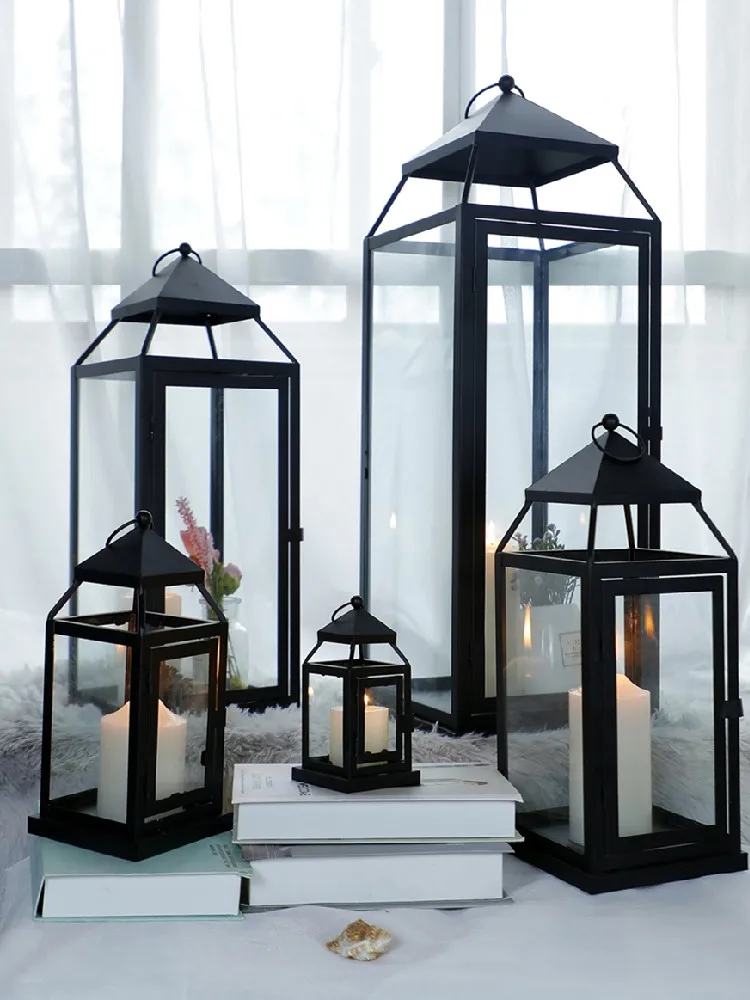 

Lantern Hurricane Candle Stand Holder Metal Nordic Glass Romantic Candle Holder Rustic Wedding Porta Velas Home Decoration 60