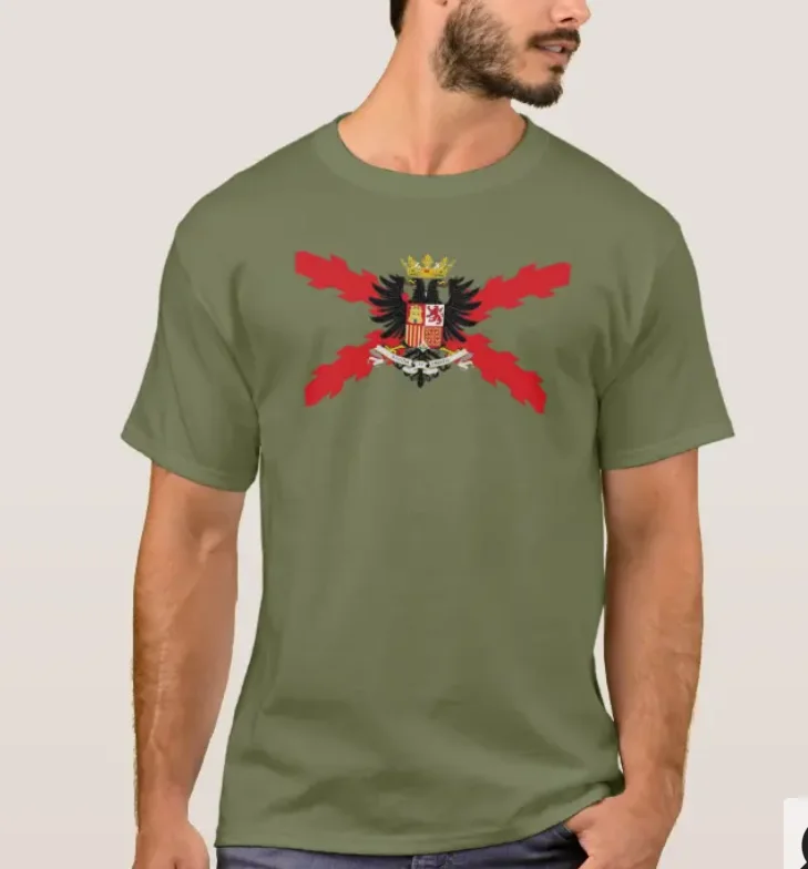 

DOUBLE-HEADED EAGLE THIRD, THIRD, SPANISH, CROSS SAN ANDRES, BURGUNDY CROSS T-Shirt. Cotton Short Sleeve O-Neck Mens T Shirt New