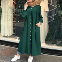 muslim dress women dubai abaya turkey hijab 2022 autumn long sleeve buttons down sundress islam clothing abayas maxi vestidos