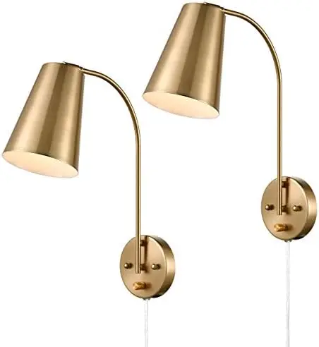

Plug in Sconce with Cord Set of 2 Brushed Nickel Light светильник бра на стену Bedroom accessories Lámpar