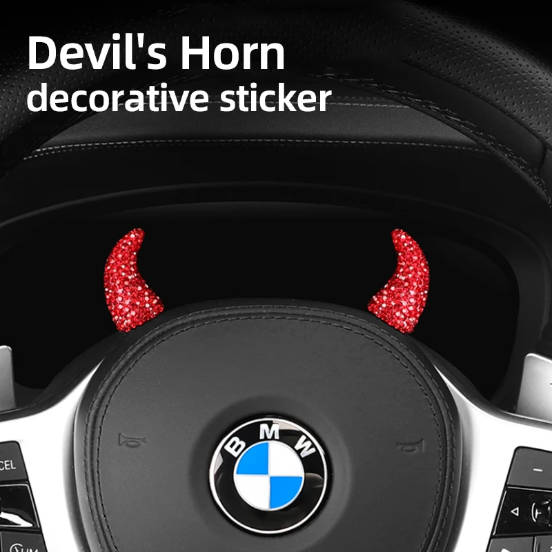 

Universal Car Steering Wheel Decoration Stickers For BMW G30 G20 F30 F10 3D Diamond Devil Corner Auto Decor Stickers Accessories
