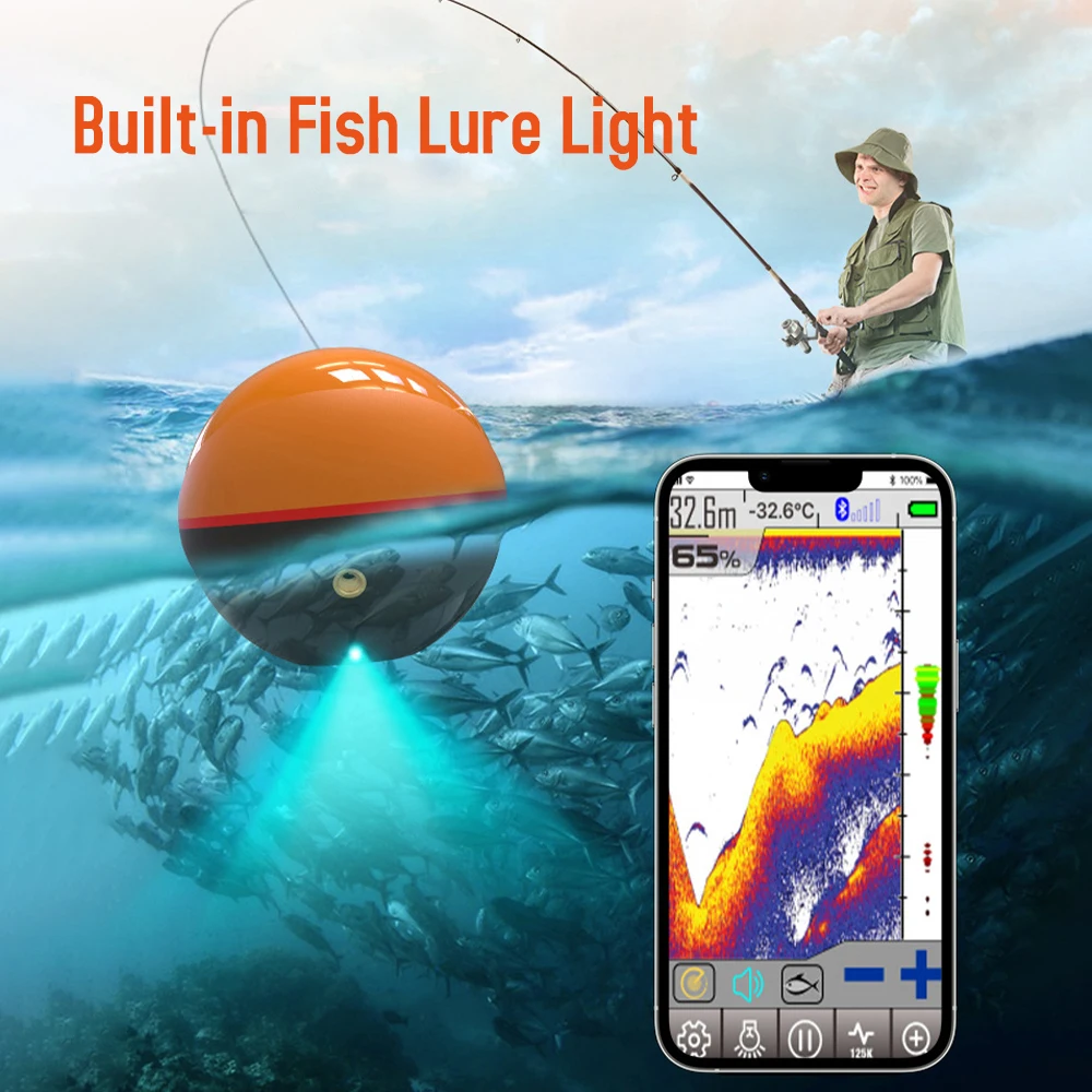 

Wireless BT Smart Fish Finder Built-in Fish Lure Light Portable Sonar Fishfinder for Kayak Boat Fishing Ice Fishing