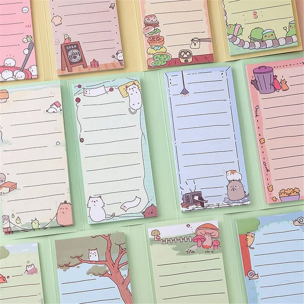 

80sheets Cartoon Folding Memo Pad Cute Sticky Notes To Do List Message Writing Pad Index Paper Kawaii Stationery School Supplies