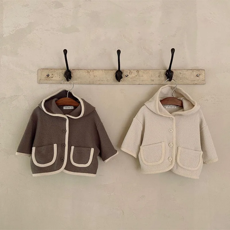 

MILANCEL Baby Jacket Solid Girls Hoodie Coat Infant Boys Outfit