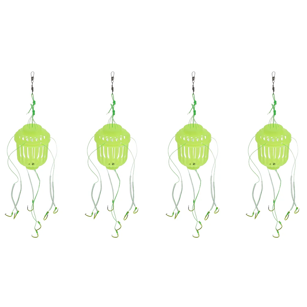 

4 Pcs Fishing Cage Hook Trap Fishing Carp Feeder Hook Luminous Fishing Hooks Freshwater Fishing Hooks