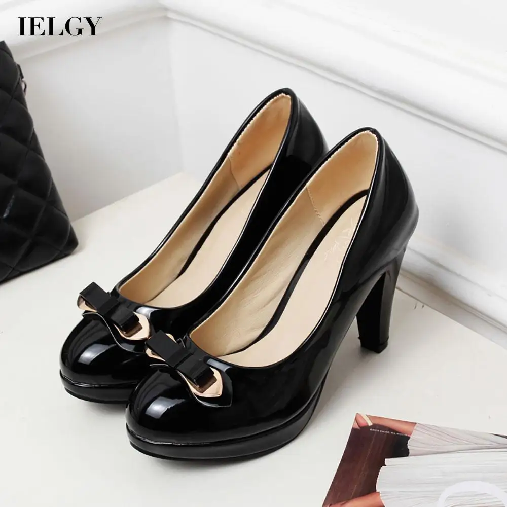 

Женские туфли с круглым носком, на среднем каблуке