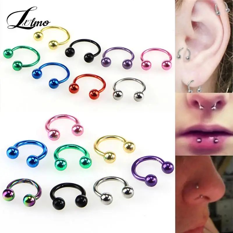8 шт./компл. 6 10 мм цветные стальные кольца для носовой перегородки пирсинга