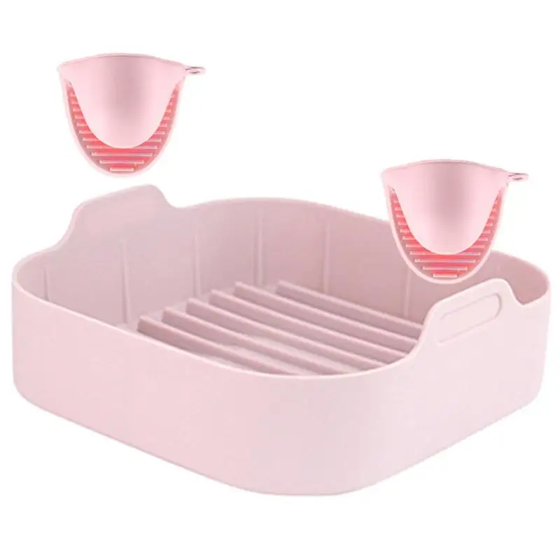 Silicone Non-Stick Silicone Air Fryers Oven Basket With Mitts Replacement Of Parchment Paper Liners Easy Cleaning Air Fryer Oven