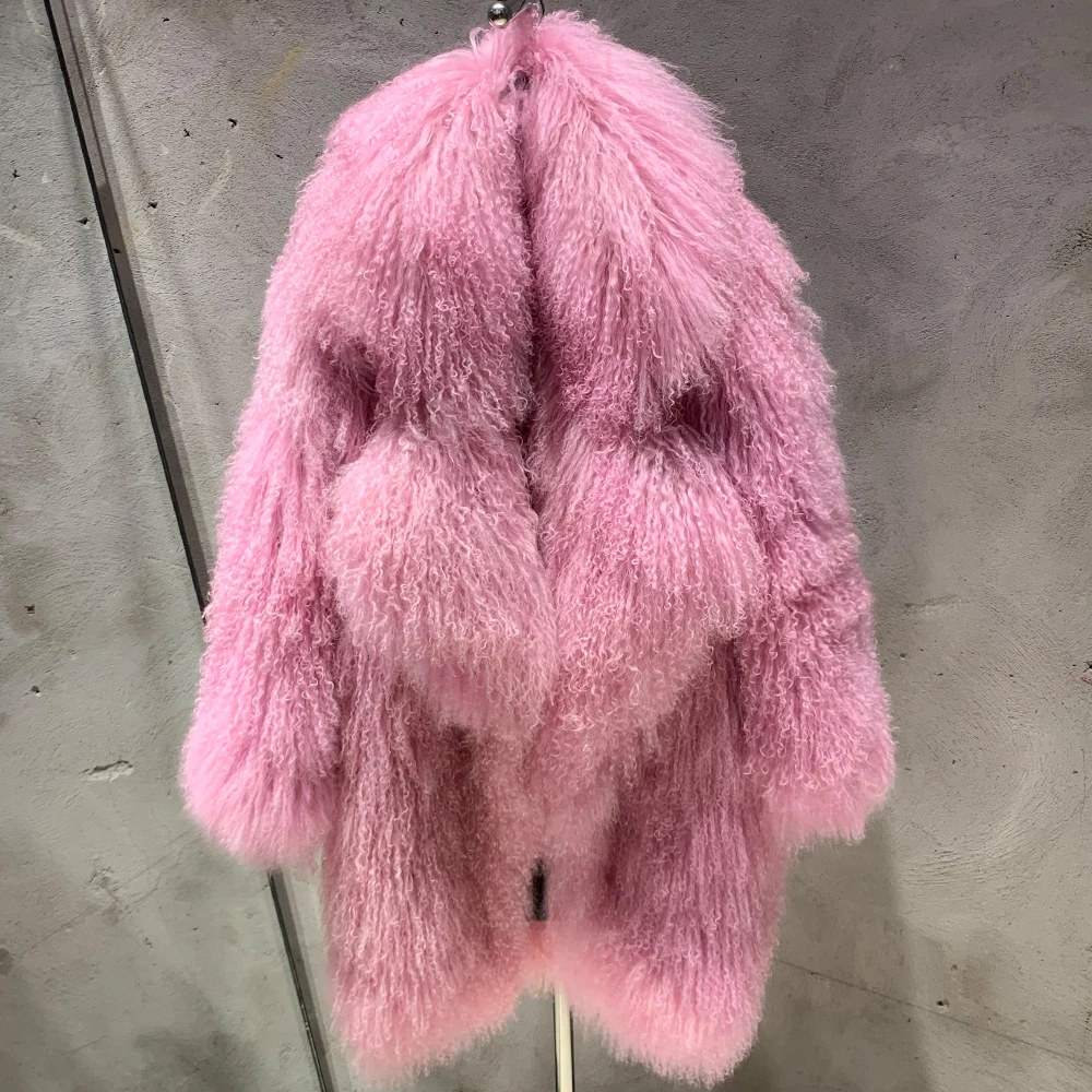 2024 новая шуба из овечьего меха длинная женская натурального зимняя теплая ткань