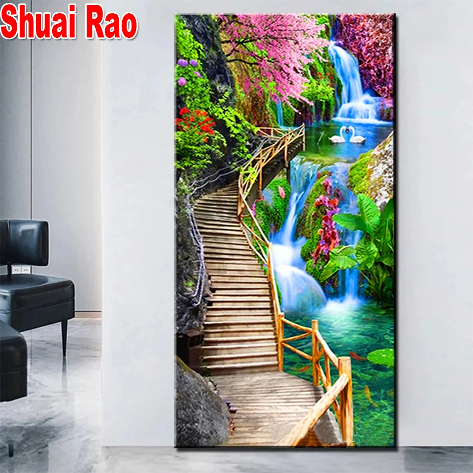 

Алмазная живопись, новая коллекция, деревянный водопад, пейзаж, алмазная вышивка, вышивка крестиком стразы, полная мозаика, удивительное ис...