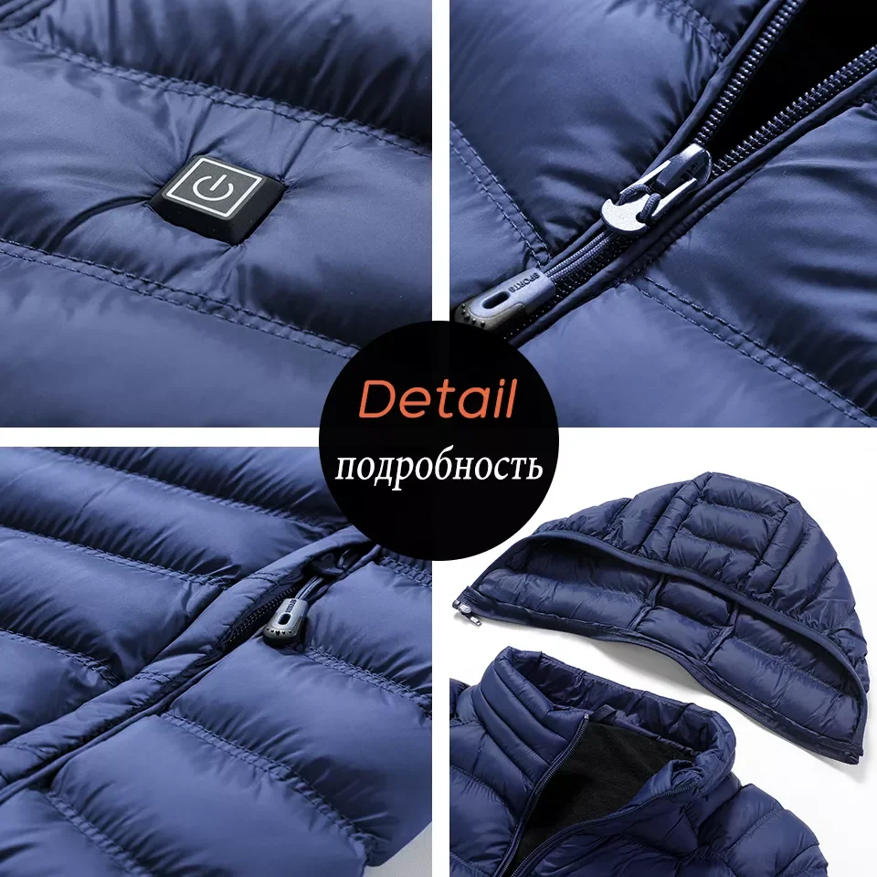 Fleece Jackets Parkas Smart Thermostat Detachable Hooded Heated Waterproof Jacket Clothing 2022 Winter New Warm USB Heating