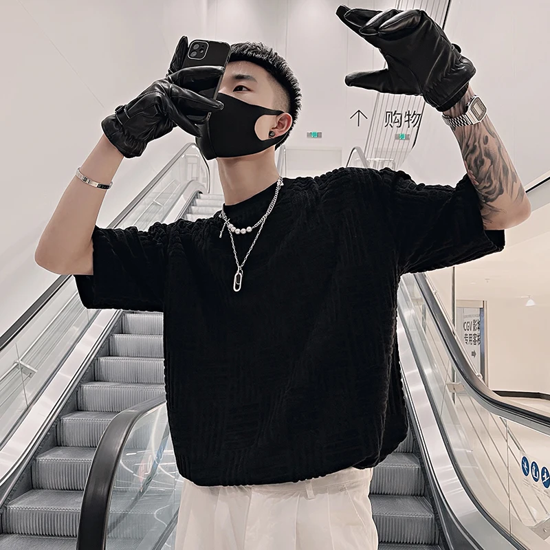 

New Summer Men's T Shirt 2023 Fashion Solid Color T Shirt Mens Hip Hop Short Sleeve Casual Cotton Mens Streetwear Top Tees Z58