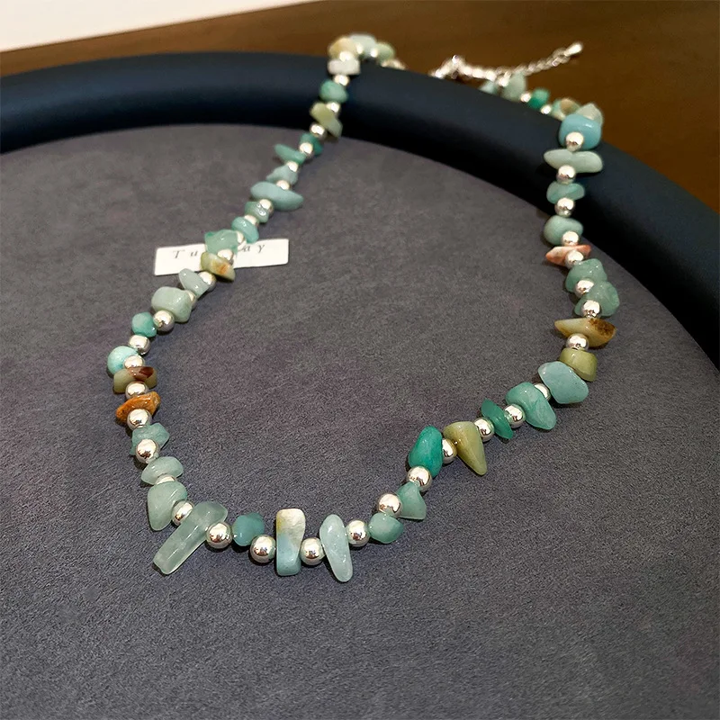 

Minar Bohemian Blue Color Irregular Natural Stone Chokers Necklaces for Women Gold Color Beaded Strand Chain Necklace Jewelry