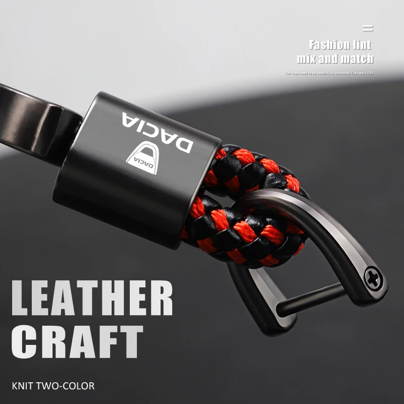 Премиум брелок из цинкового сплава для стайлинга автомобиля кожаный Dacia Duster Sandero