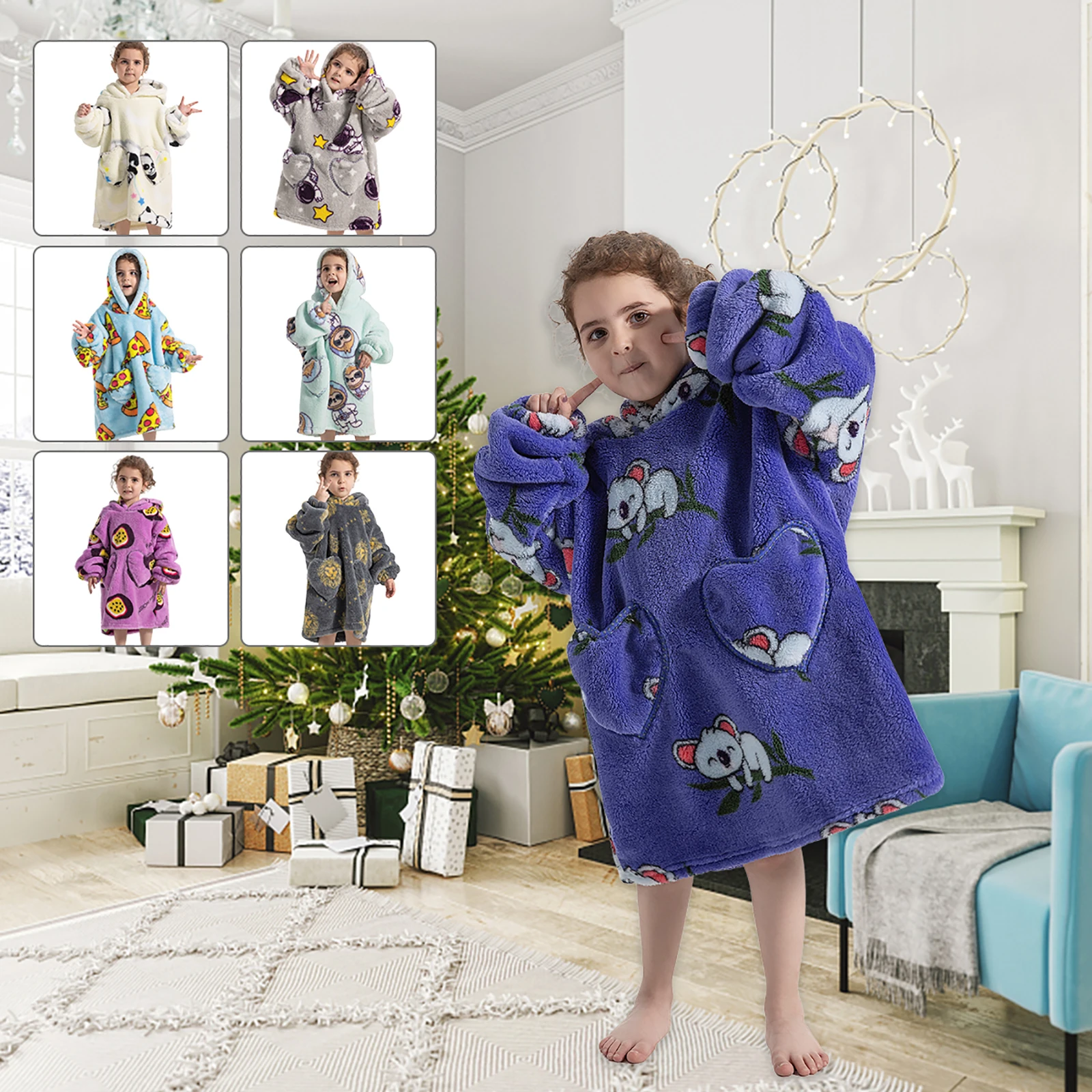 

Kids Hoodie Blanket Oversized Wearable Blanket Hoodie Flannel Warm Giant Hooded Blanket Cozy Soft Hoodie Sweater Blanket Unisex