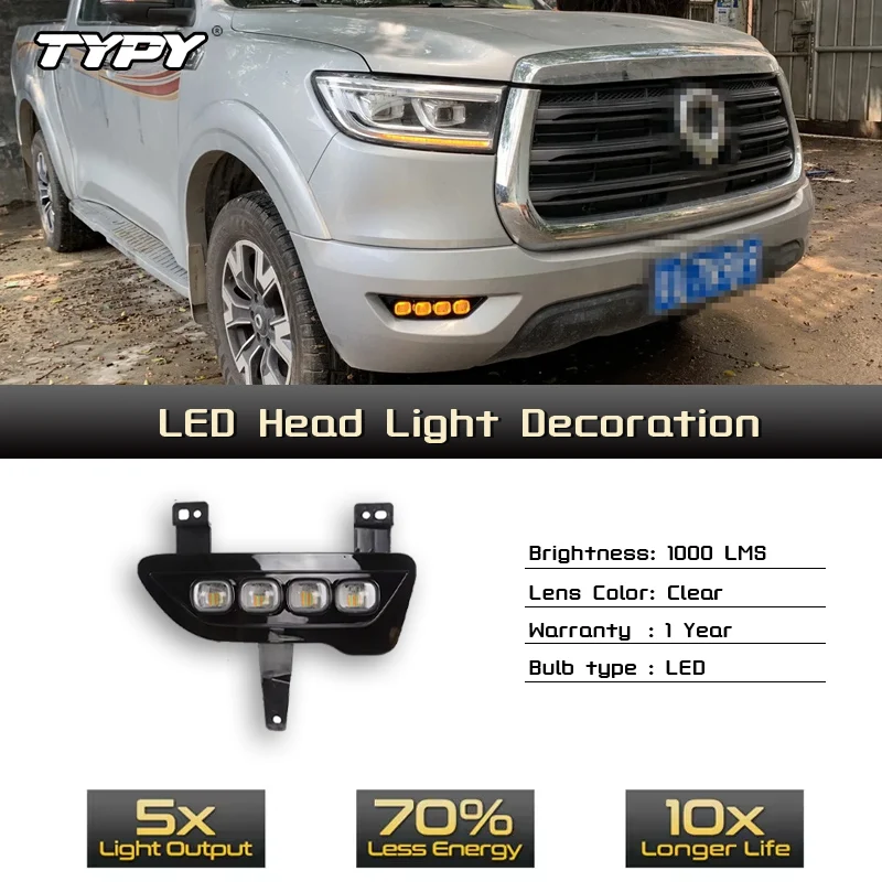 TYPY Автомобильные DRL для Great Wall POER 2019 2020 2021 2022 светодиодные дневные ходовые огни с