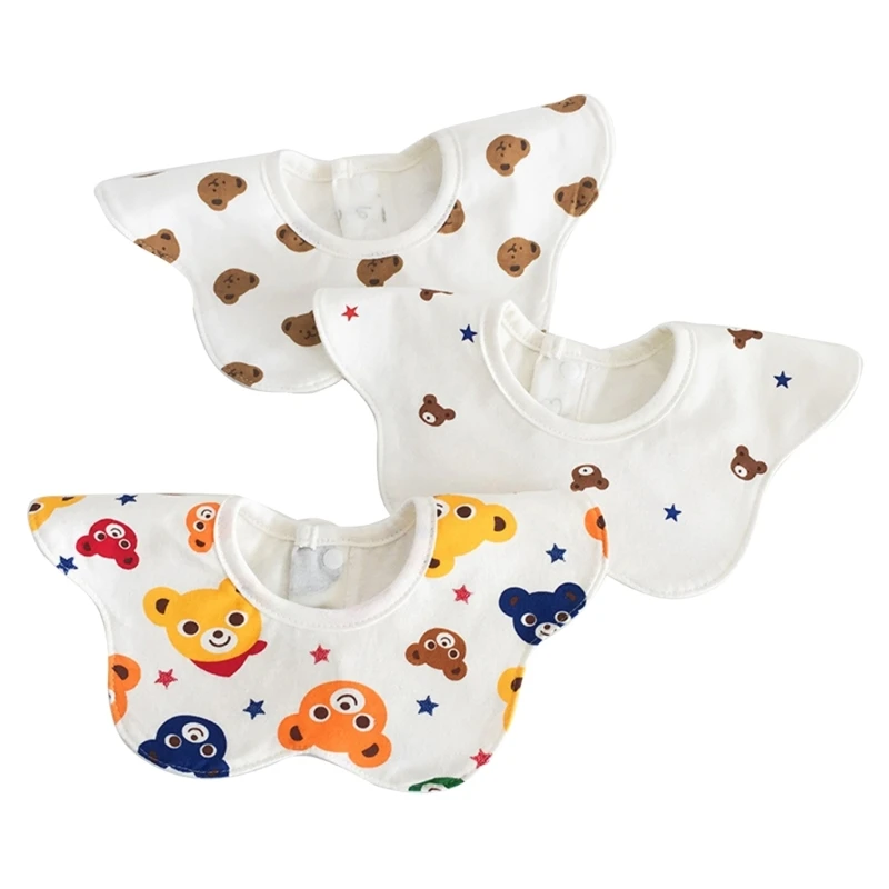 

3PCS Baby Bib for Eating Teething Newborn Drooling Bib Saliva Towel High-absorbent Burp Cloth Cartoon Print Feed Bib Wholesale