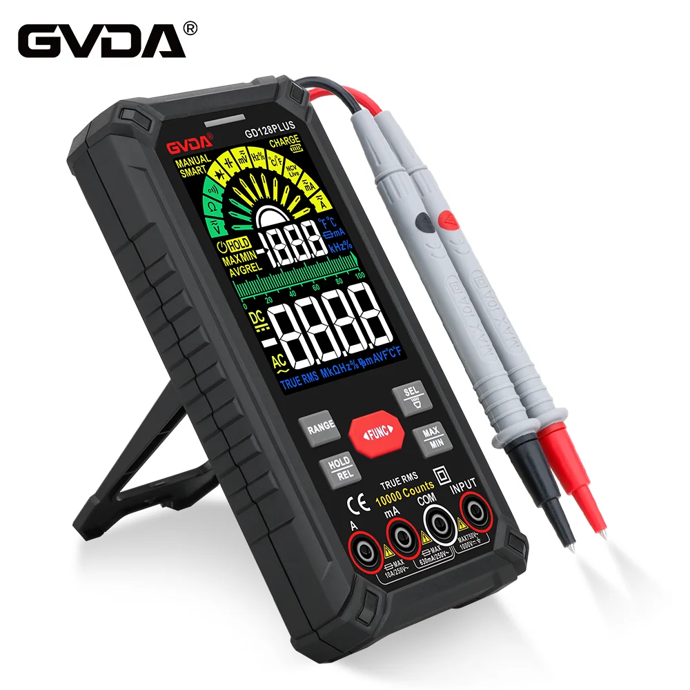 Gvda Smart Digital Multimeter 9999 Conteggi Lcd Display A Colori Dc Ac Tensione Corrente True Rms Multimetro Ricaricabile Multitester