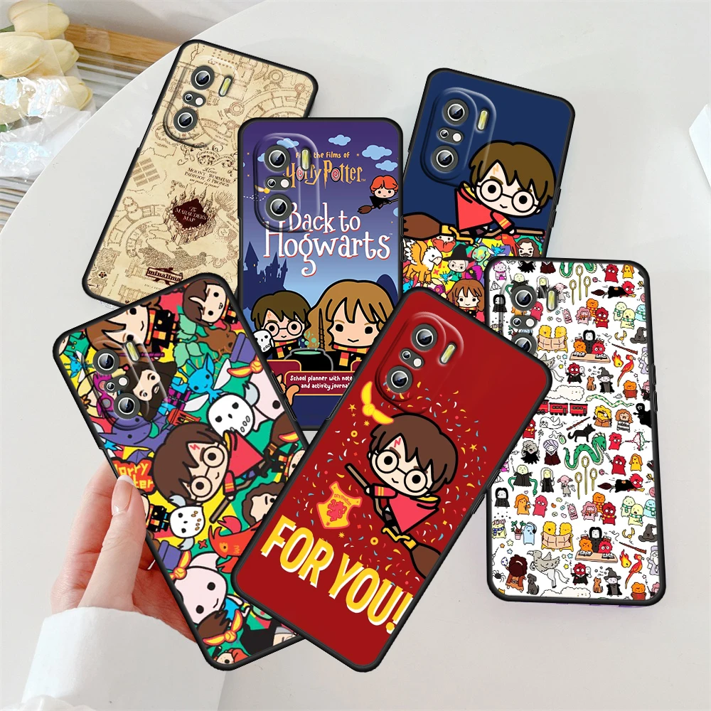 

Cartoon Harrys Potters Wand Cute For Redmi K50 K40 K30 K20 Go S2 8A 7A 6Pro 5 Plus 5G Soft Shockproof Black Phone Case