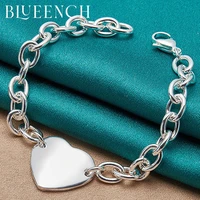 blueench 925 sterling silver heart pendant bracelet for ladies engagement wedding casual fashion jewelry
