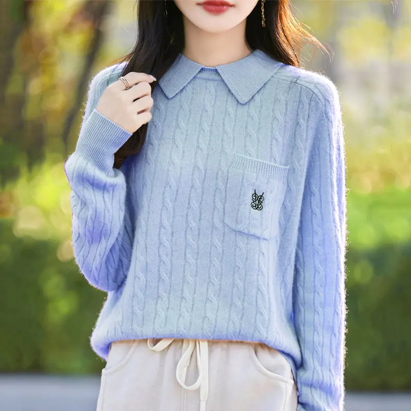Новый женский пуловер 100 вязаный модный свитер из австралийской шерсти в