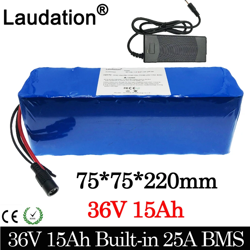

36V Lithium Bateria batterie Built-in 25a BMS with charger 15Ah/15000mAh BMS 10S 3P 21700 36V Battery for Electric Bicycle Motor