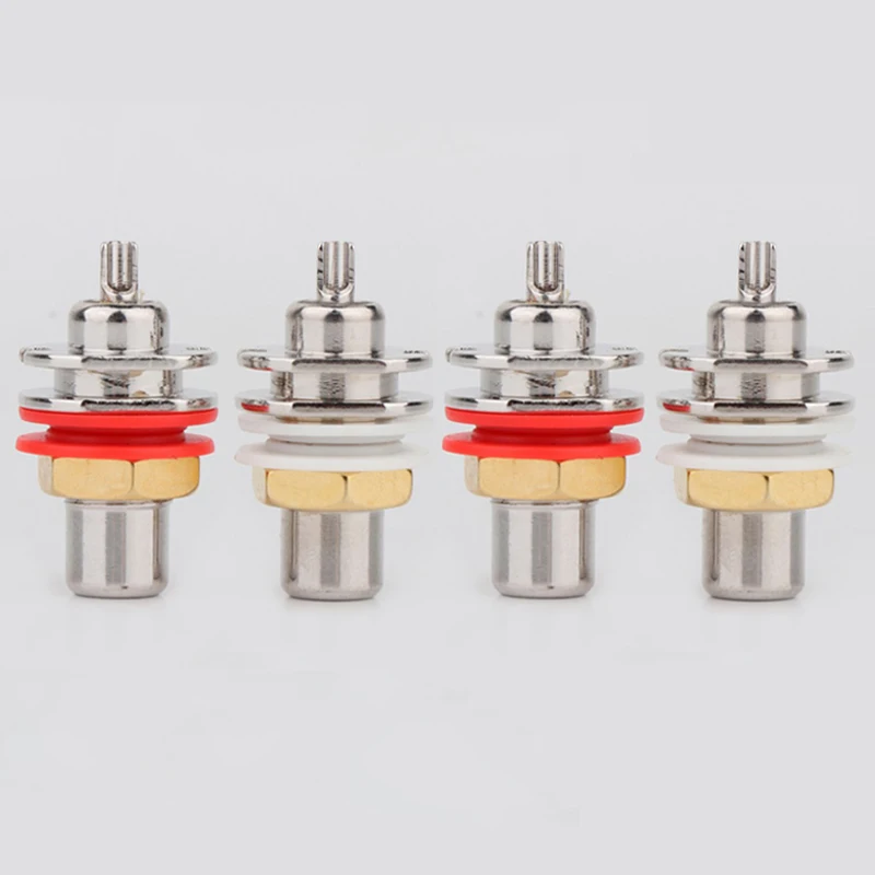 

4pcs HIFI CARDAS RCA Female Plug Rhodium Plated Connector GRFA Thick Jack Chassis Panel Mount Adapter Audio Terminal