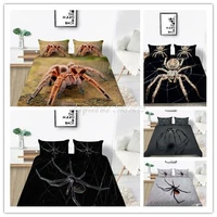 3d spider printing duvet cover set scary dangerous spider sticky catch bedding set charcoal grey white