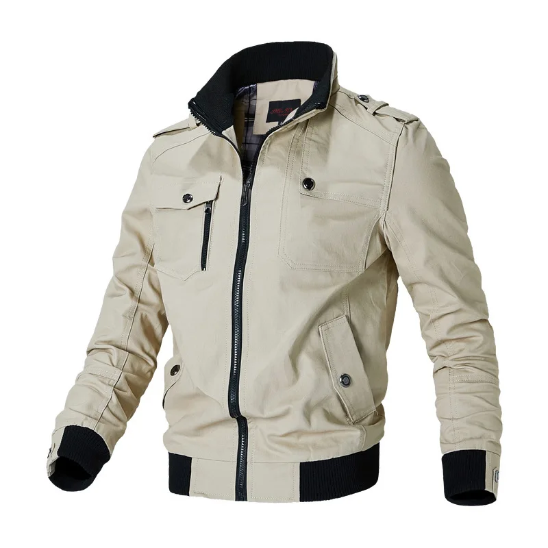 

Куртка-бомбер мужская приталенная, модная повседневная верхняя одежда, пиджак в стиле милитари, осень-весна, 2022