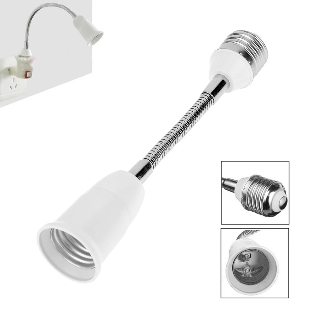 

E27 to E27 Flexible Extension Adapter Socket Flame Retardant PBT LED Light Bulb Lamp Base Holder Converter White