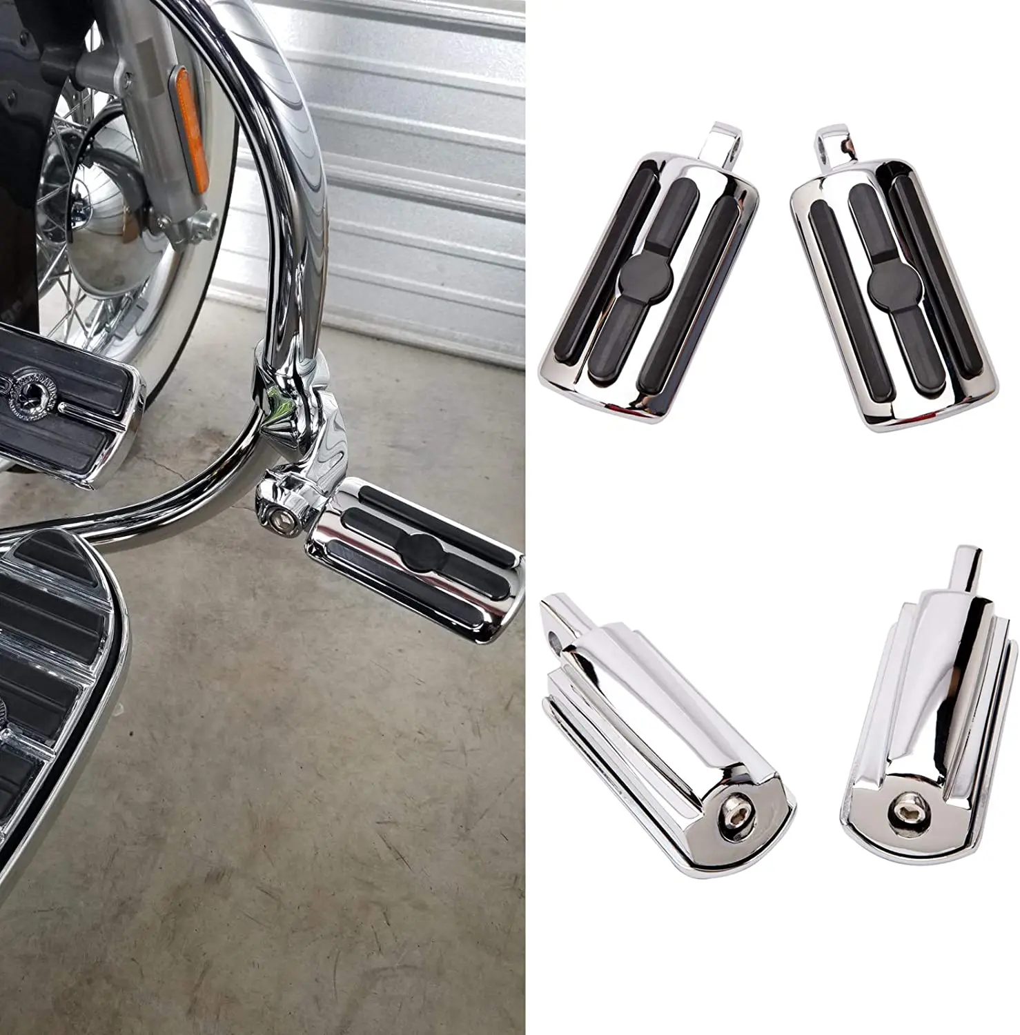 

LAICY Universal 10mm Motorcycle Highway Foot Pegs Rests For Harley Davidson Electra Street Glide Road King Custom Sportster