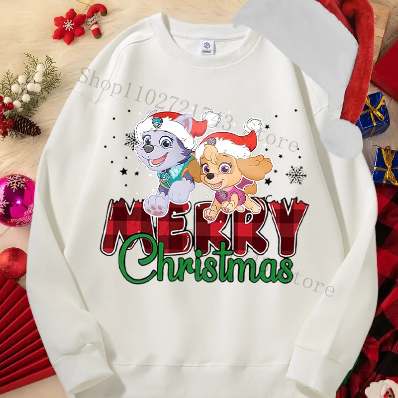 Paw Patrol Christmas Adult Couple Hoodie Men Women Anime Round Neck Sweatshirt High Quality New Year Clothing Festive Xmas Gifts