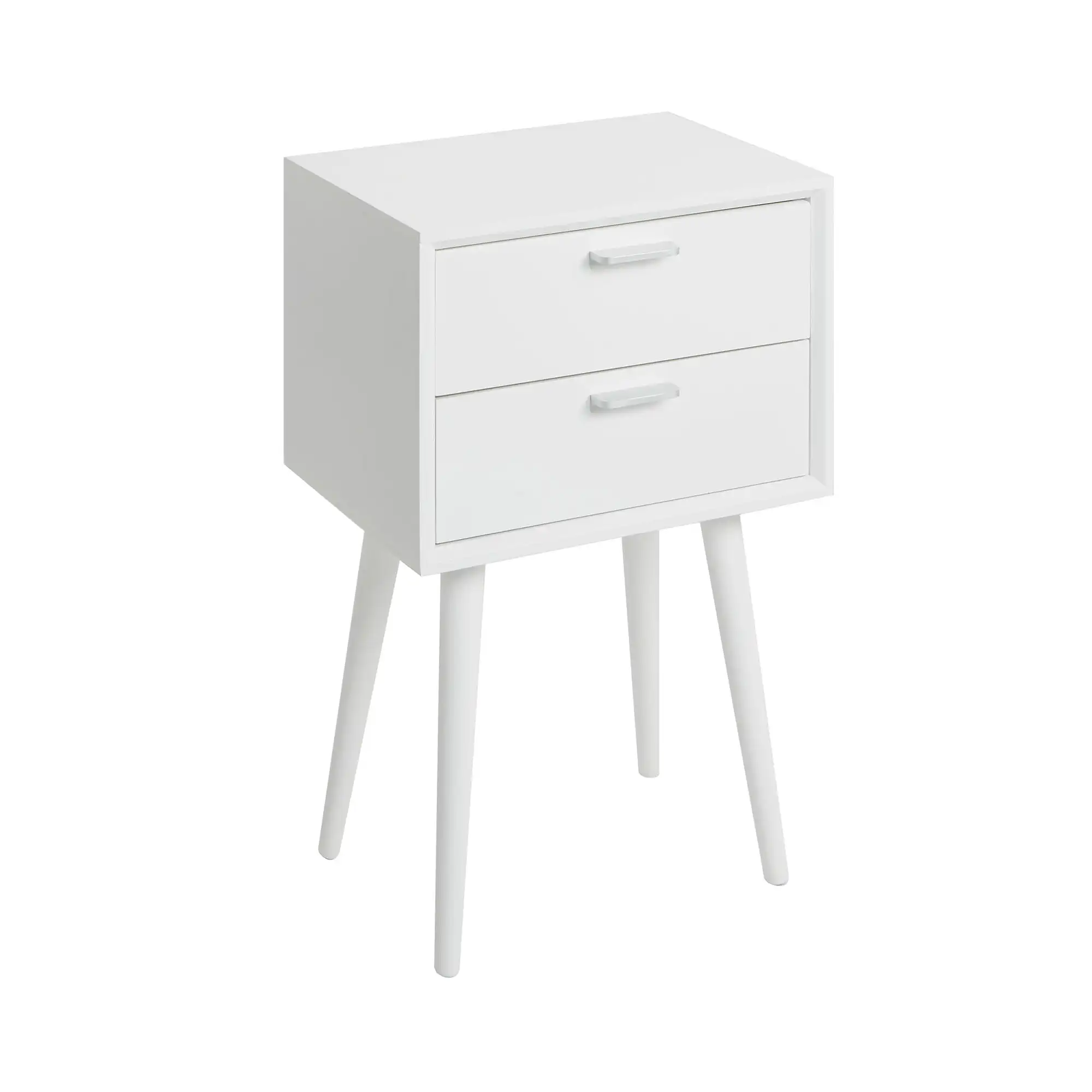 

Olsen Mid Century Modern Two Drawer Side Table, White Finish