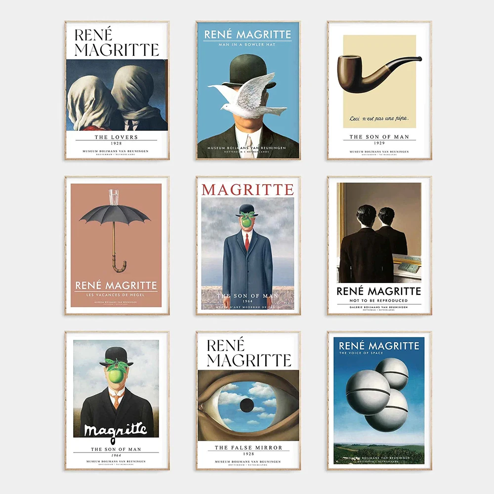 

Rene Magritte Canvas Painting Surrealism Classic Artwork Reproduction Posters and Print Wall Art Picture for Living Room Decor