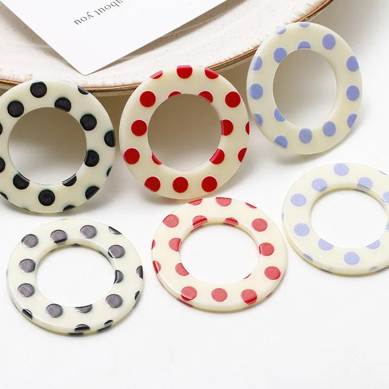 

Фурнитура для украшений «сделай сам», круглые ювелирные изделия из смолы в горошек с геометрическим узором, подходит для одежды, аксессуары, материал 39*39 мм, 40 шт.