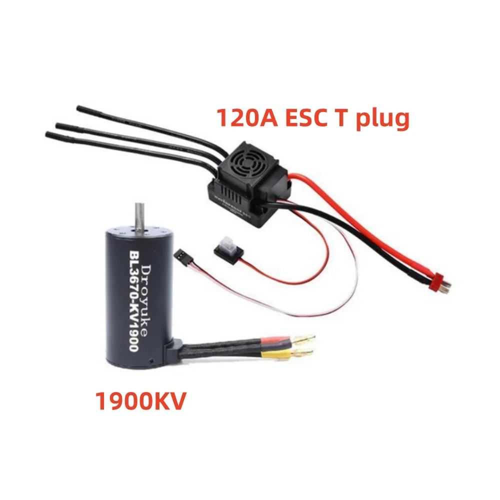 

Droyuke BL3670 1900KV 2150KV 2650KV Brushless Motor & 120A Brushless ESC with T plug Speed Controller For 1/8 1:8 RC Car Truck