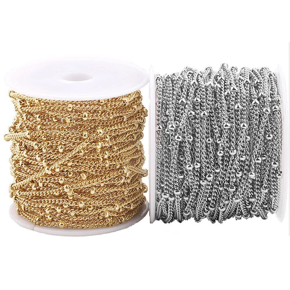

5 Meter/Lot Original 18k Gold Stainless Steel Side Clip Bead Chain Bracelet Collarbone Chain Necklace DIY Jewelry Accessories