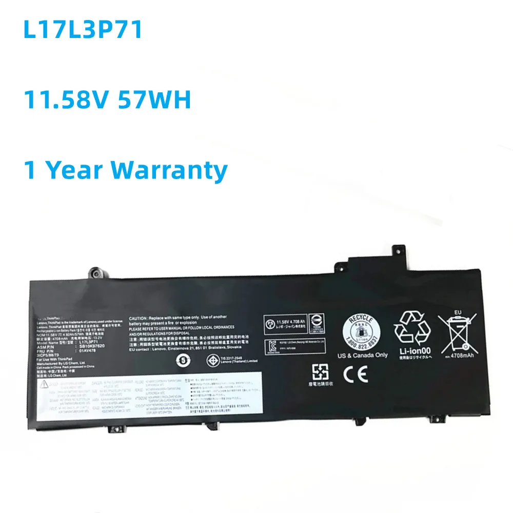 

L17L3P71 L17M3P71 L17S3P71 Laptop Battery for ThinkPad T480S Series 01AV478 SB10K97620 01AV479 SB10K97621 01AV480 11.58V 57WH