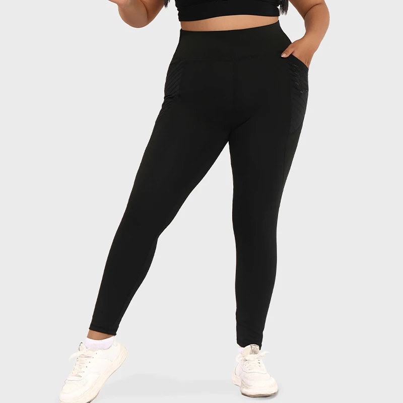

LUOYIYANG Plus Size Women's Leggings Push Up Sports Stripe Pocket Yoga Pants Gym Fitness Workout Women Clothing 2023 L-4XL