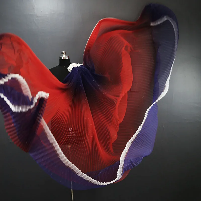 

100x160 см градиентная сетка горячее тиснение Большой орган Плиссированное тканевое платье танцевальное платье ханьфу декоративный фон дизайнерская ткань