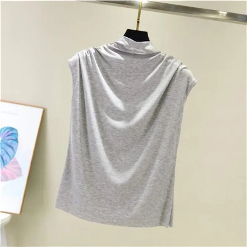 

Summer Women Turtleneck T-shirts Short Batwing Sleeved Cotton Soft Tops Candy Color Simple Shirt Office Work Basic Top Femme