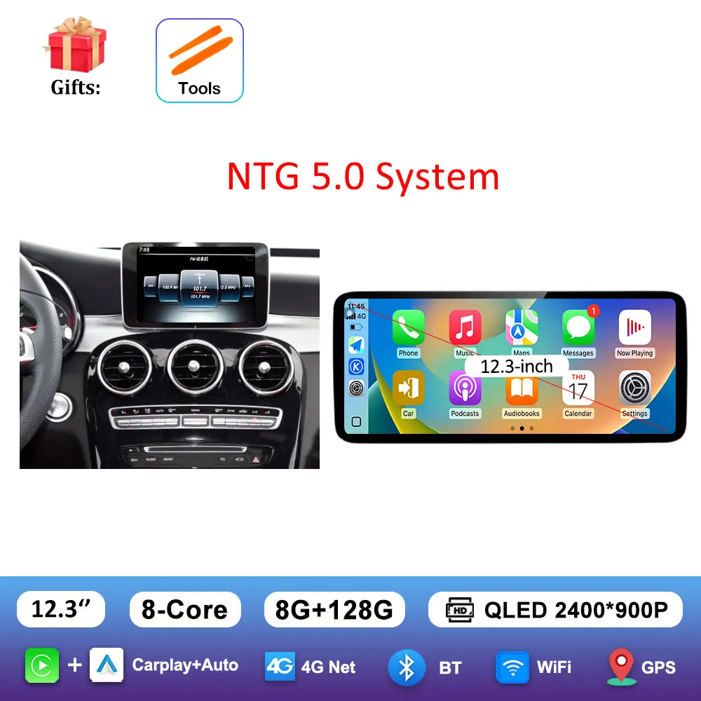 

Интеллектуальная система Android 16 для автомобилей BENZ C-класса W205 GLC 2015-2018: автомобильный видеомультимедийный плеер, GPS-навигация, QLED HD-экран, Bluetooth