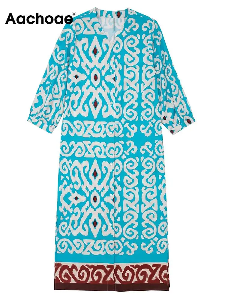 

Платье-миди женское летнее с цветочным принтом и V-образным вырезом