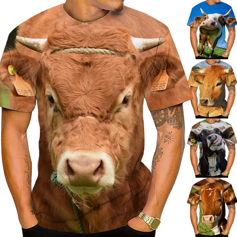 

2023 New Summer 3d Printing T-shirt Men And Women Short-sleeved Cow Pattern Casual Fashion Top Funny T Shirt For Men Xxs-6xl