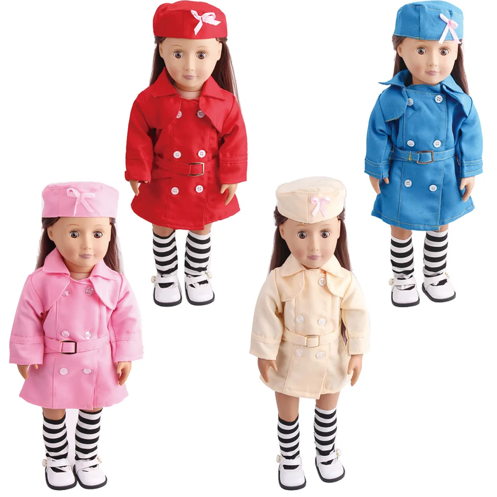 

American 18-Inch Girl Doll Cute School Uniform Set 43cm Newborn, Doll Accessories Gifts Children's Birthday Gifts