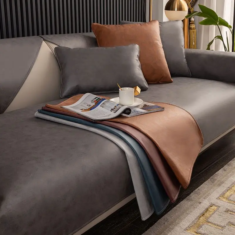 

Technology Cloth Sofa Cushion Cloth All-Season Universal Non-Slip Light Luxury Leather Sofa Cover Pet Non-Stick Hair Cushion Dia