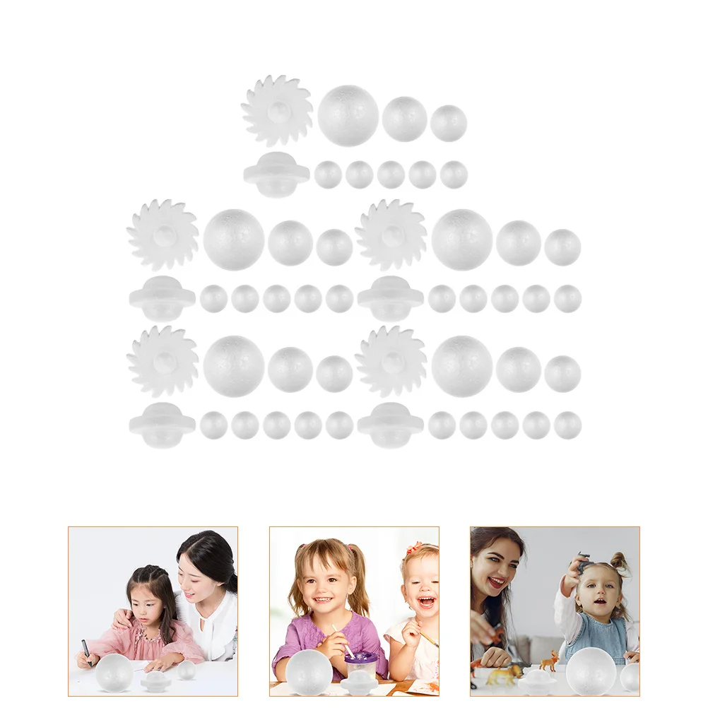 

5 Sets Tablescape Decor DIY Foam Ball Balls Crafts Solar System Model Kit Kids Blank Foams Party Ornament White Student