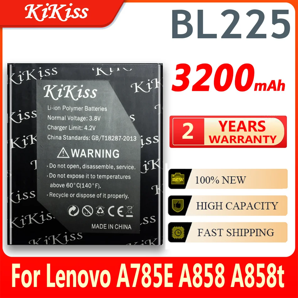 Аккумуляторы BL225 для сотового телефона Lenovo A858T A785E S8 A708T A628T A620T A780E A688T S898t S580 3200 мАч |