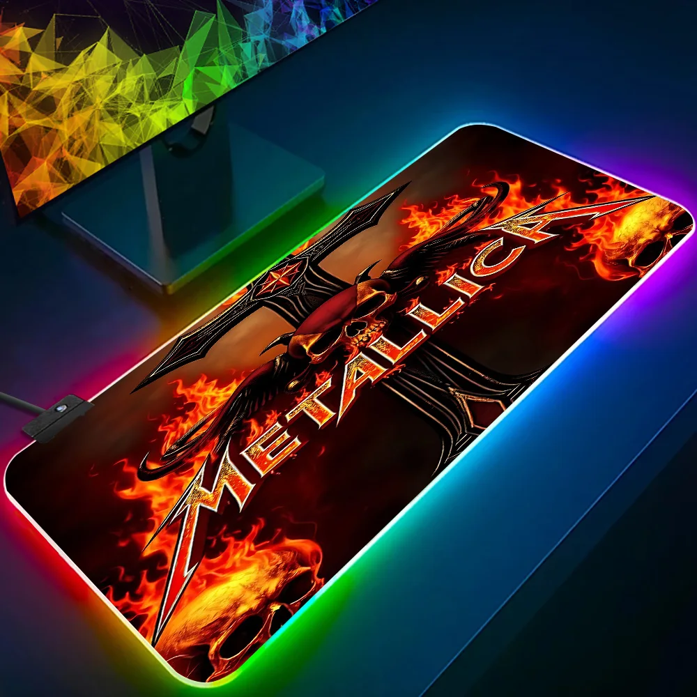 Фото Коврик для мыши с RGB-подсветкой M-METALLICAS для ПК, игровой коврик для мыши с LED-подсветкой, резиновый коврик для игрового компьютера №2